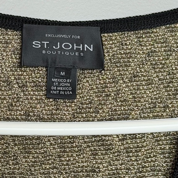 St. John Boutiques Women’s Medium Leopard Knit Metallic Cardigan Sweater Luxury - Picture 3 of 8